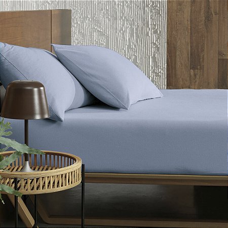 Jogo de Cama Solteiro Altenburg Malha 2 Peças Azul Luxury