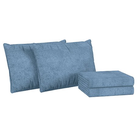 Jogo de Cama King Size Lynel Mescla 4 Peças Azul
