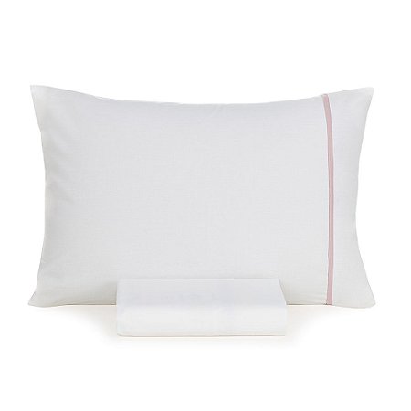 Jogo de Cama Solteiro King Karsten 160 Fios 2 Peças Noah Branco/Rosa