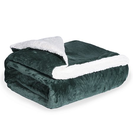 Cobertor Queen Size Plush/Sherpa Bella Enxovais Dreams Jade