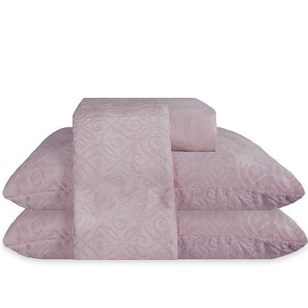 Jogo de Cama Casal Plush 4 Peças Bella Enxovais Dreams Taylor