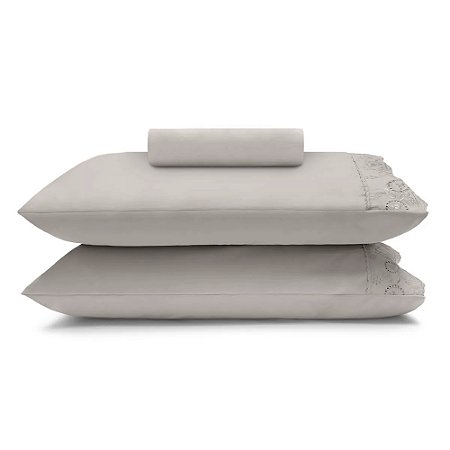 Jogo de Cama Queen Size Buettner Sonata Renda Janer 3 Peças Fendi