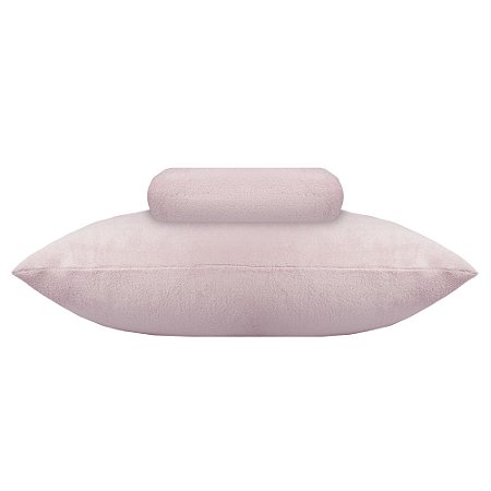 Jogo de Lençol e Fronha em Plush Solteiro Hedrons Inove Rosa Tule