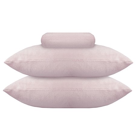 Jogo de Lençol e Fronha em Plush King Hedrons Inove Rosa Tule
