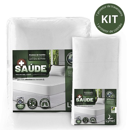 Protetor de Colchão e Travesseiro Impermeável Solteiro King Lynel + Saúde Malha Gel