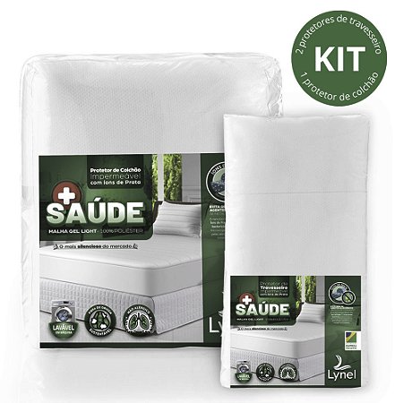 Protetor de Colchão e Travesseiro Impermeável Casal Lynel + Saúde Malha Gel