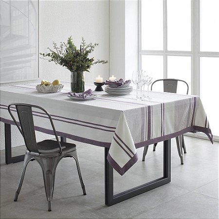 Toalha de Mesa Retangular 6 Lugares Buddemeyer 160x220cm Vinho Fio Tinto