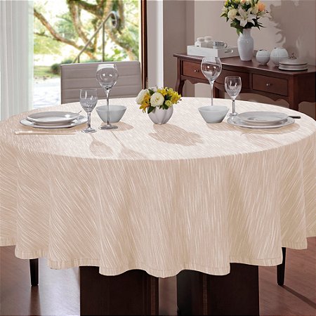 Toalha de Mesa Redonda 8 Lugares Dohler Clean Passion 200cm Bege
