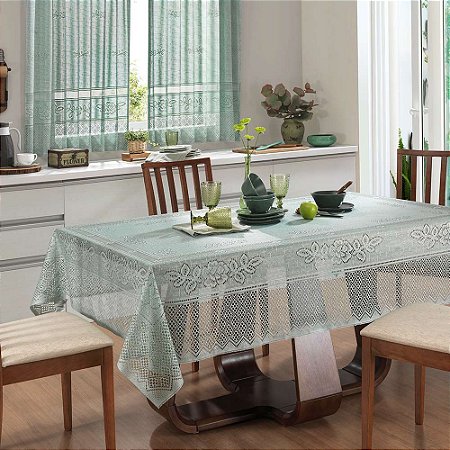 Toalha de Mesa Retangular 6 Lugares Renda Color Interlar 150x220cm Pistache