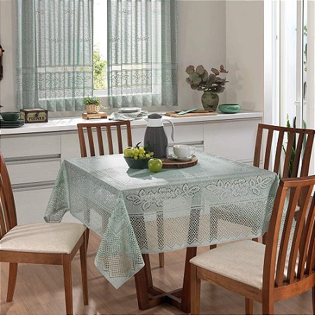Toalha de Mesa Quadrada Rendada Color Interlar 150x150cm Pistache