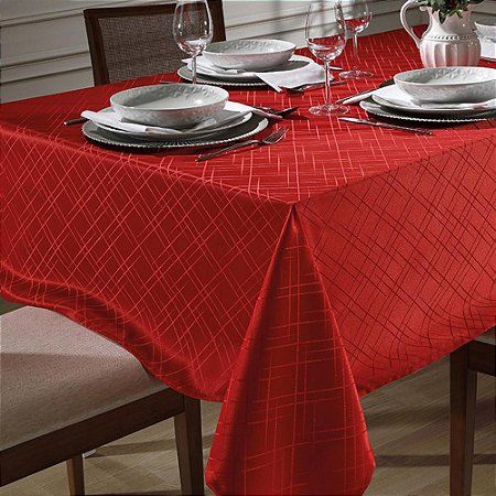 Toalha de Mesa Retangular 6 Lugares Dohler Requinte 140x210cm TJ-5795 Vermelha
