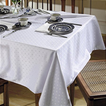 Toalha de Mesa Retangular 6 Lugares Dohler Requinte 140x210cm TJ-5796 Branca