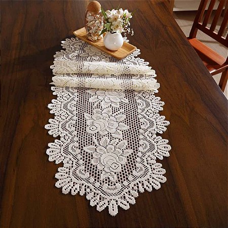 Caminho de Mesa Oval 40x125cm Cru