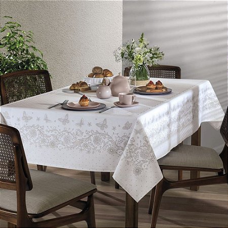 Toalha de Mesa Quadrada 8 Lugares Dohler Clean Renova 180x180cm Aurora