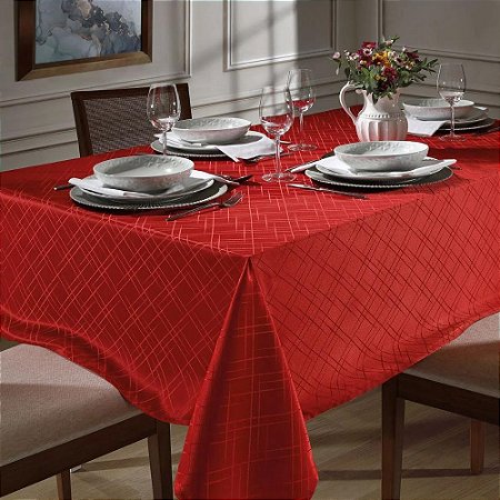 Toalha de Mesa Quadrada 4 Lugares Dohler Requinte 140x140cm TJ-5795 Vermelha