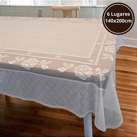 Toalha de Mesa Retangular 6 Lugares Renda Madrid Interlar 140x200cm Flores
