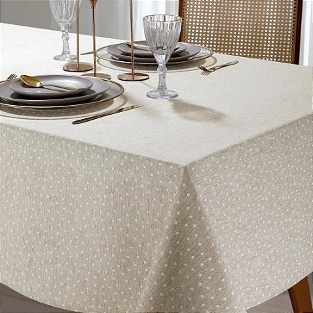Toalha de Mesa Retangular 6 Lugares Dohler Clean Linhares 160x220cm Paloma