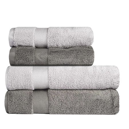 Jogo de Toalhas de Banho 4 Peças Super Soft Zero Twist Corttex Chumbo/Cinza