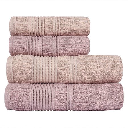 Jogo de Toalhas de Banho 4 Peças Sonata Appel 400 g/m² Rosa/Cerâmica