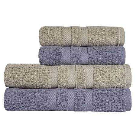 Jogo de Toalhas de Banho Buddemeyer 4 Peças Vanilla Extra Soft 420 g/m² Azul/Verde