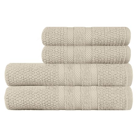 Jogo de Toalhas de Banho Buddemeyer 4 Peças Vanilla Extra Soft 420 g/m² Bege