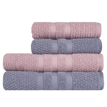 Jogo de Toalhas de Banho Buddemeyer 4 Peças Vanilla Extra Soft 420 g/m² Rosa/Azul