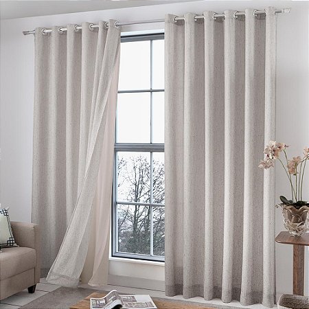 Cortina Voil e Forro Allure Castor Adomes 200x230cm