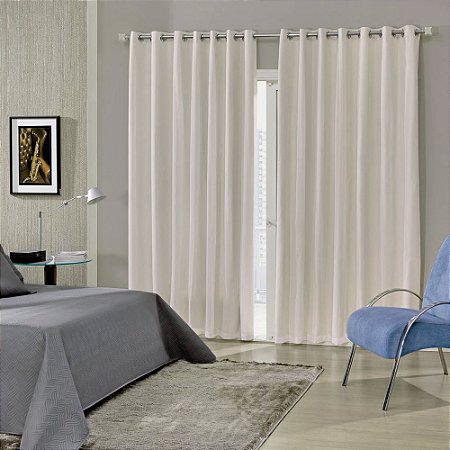 Cortina Blecaute de Tecido Bella Janela 420x250cm Liso Marfim