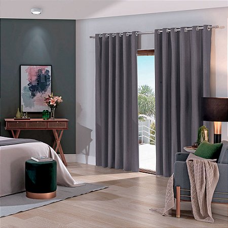 Cortina Blecaute de Tecido Bella Janela 360x250cm Blend/Cinza
