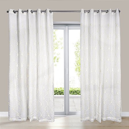 Cortina Bella Janela Bordada Duplex 300x230cm Renaissance Marfim 3