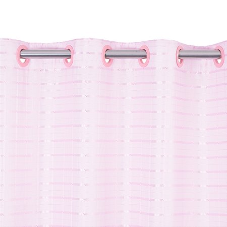 Cortina para Varão 400 x 230cm Voil Trabalhado com Forro Rosa Bebê Provence - Izaltex