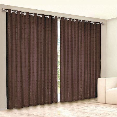 Cortina para Varão 400 x 230cm Voil Trabalhado com Forro Tabaco Provence - Izaltex