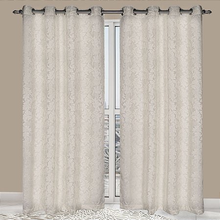 Cortina Ferrara Izaltex Chelsea Bege com Ilhós Cromado 260x180cm