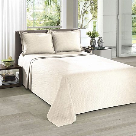 Colcha King Size Dohler Piquet 3 Peças Bege