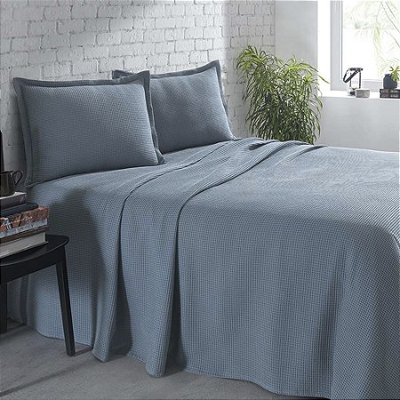 Colcha Queen Size Dohler Piquet 3 Peças Azul