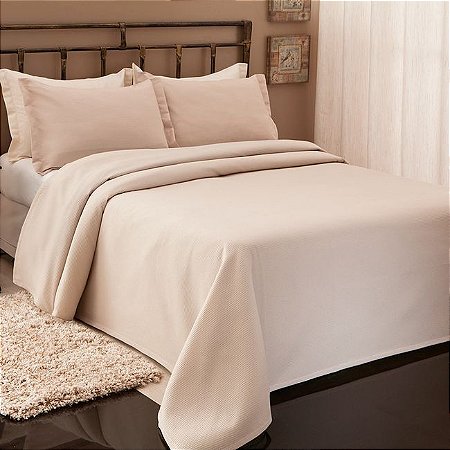 Colcha Queen Size Piquet Bege Becadecor