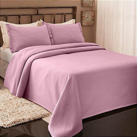 Colcha Queen Size Piquet Rosê Becadecor