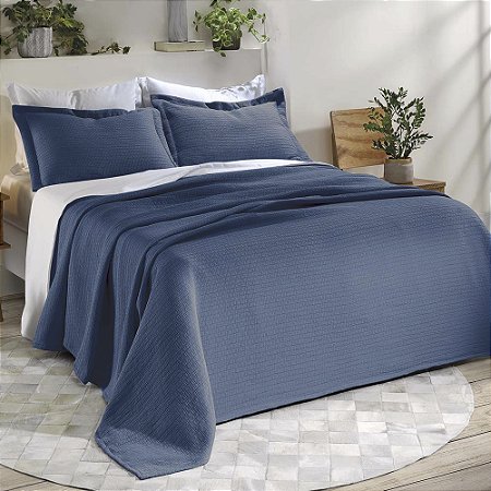 Colcha King Size Dohler Londres 3 Peças Azul