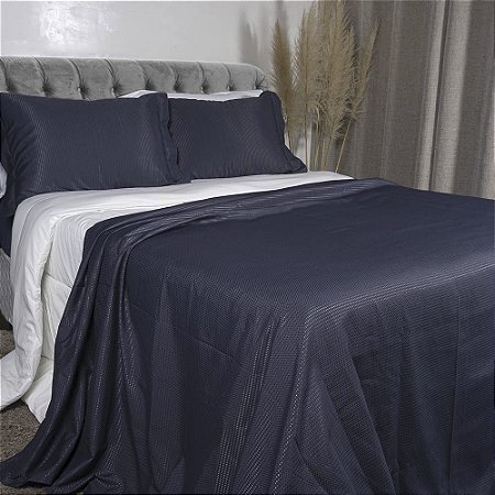 Colcha Casal Piquet Chumbo 3 Peças Becadecor