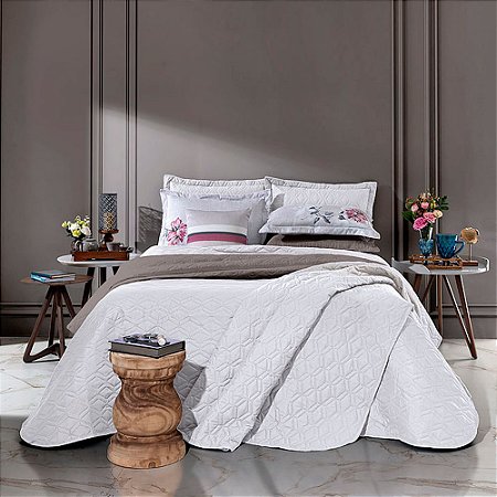 Colcha Queen Size Hedrons Century Branca 3 Peças