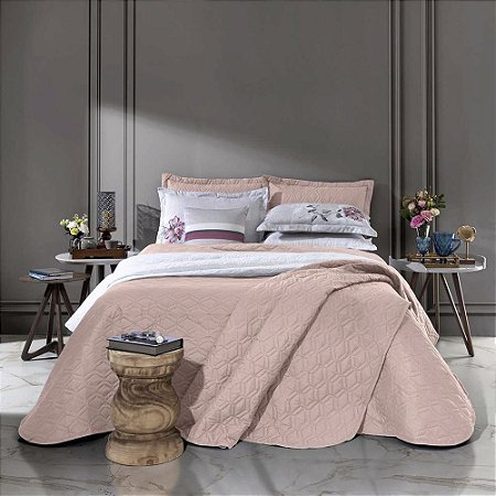 Colcha Queen Size Hedrons Century Rosa Chá 3 Peças