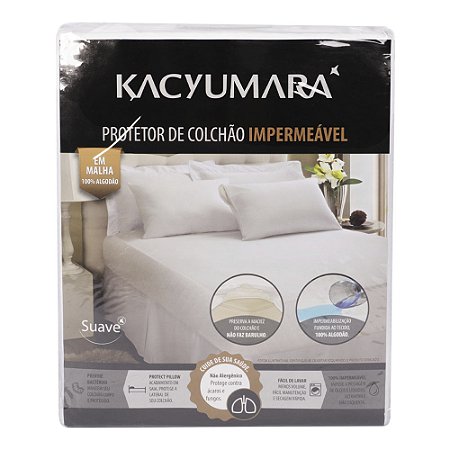 Protetor de Colchão Impermeável Queen Size Kacyumara Algodão Branco