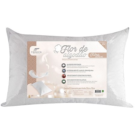 Travesseiro Fibrasca Flor de Algodão Fibra Lavável