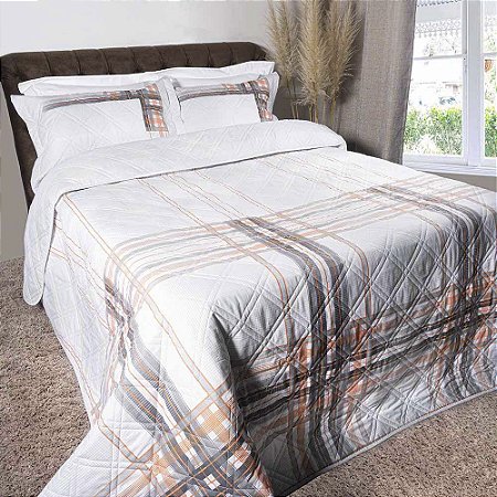 Cobreleito Casal Dupla Face 200 Fios 3 Peças Toronto Premium Cinza