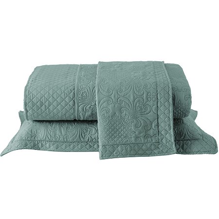 Colcha Queen Size Provence 3 Peças Verde
