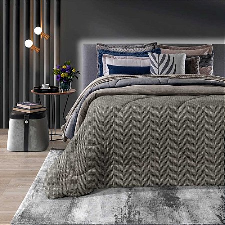 Edredom Casal Plush Hedrons Inove Chevron