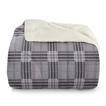 Edredom Queen Size Plush/Sherpa Hedrons Check