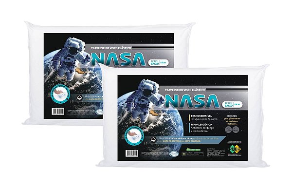 Kit 2 Peças Travesseiro Visco Nasa Viscoelástico 50x70cm 10cm Capa 100% Algodão Nap