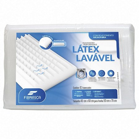 Travesseiro Látex Lavável New Performance Fibrasca 60x40cm