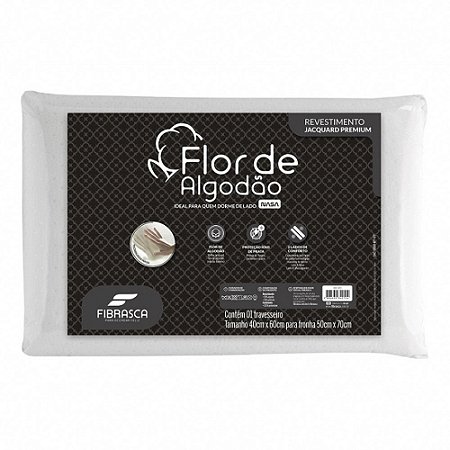 Travesseiro Flor de Algodão Nasa Fibrasca 40x60x14cm